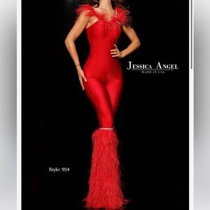 Pink Feathered Jumpsuit